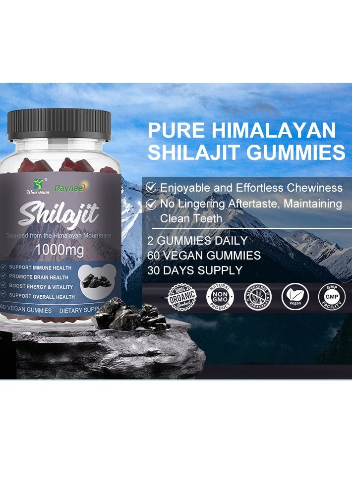 Daynee Pure Himalayan Shilajit Gummies I Lab Tested I No Added Sugar I Ashwagandha, Gokshura| Fulvic Acid & 85+ Trace Minerals I for Men, Women I Non-GMO I 100% Natural & Organic I 60 Gummies  - Image 2