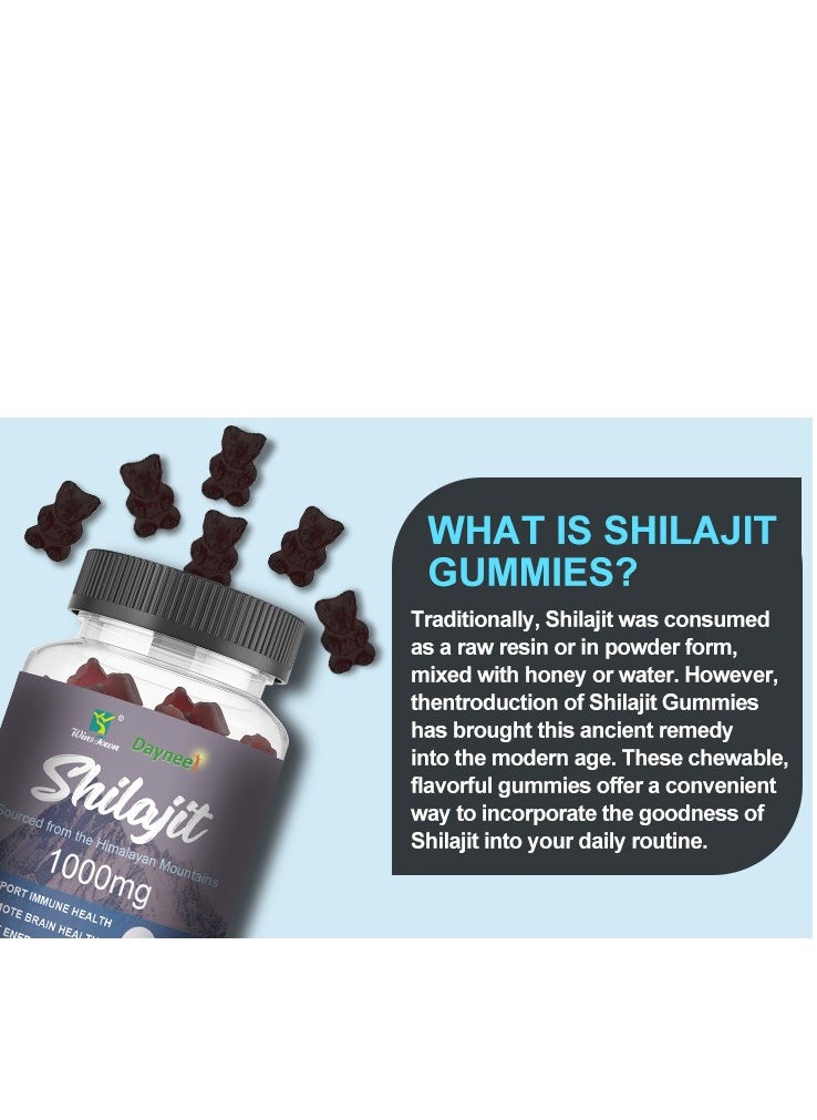 Daynee Pure Himalayan Shilajit Gummies I Lab Tested I No Added Sugar I Ashwagandha, Gokshura| Fulvic Acid & 85+ Trace Minerals I for Men, Women I Non-GMO I 100% Natural & Organic I 60 Gummies  - Image 3