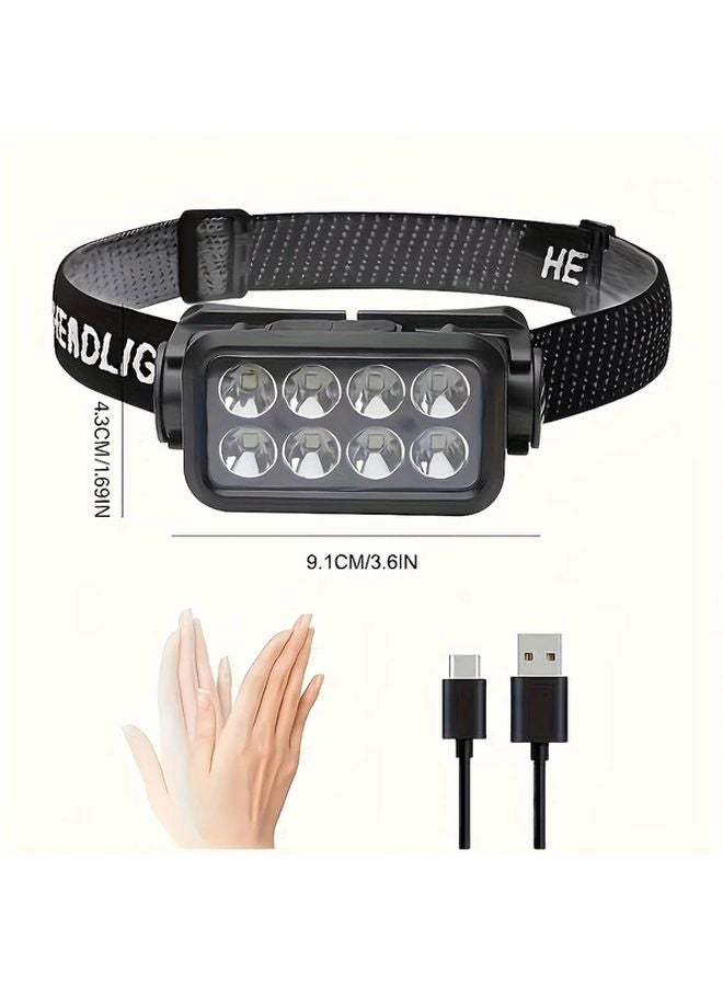 1pc Rechargeable Motion Sensor Headlamp 8LED 5 Modes Lightweight Flashlight For Outdoor Camping - Image 4
