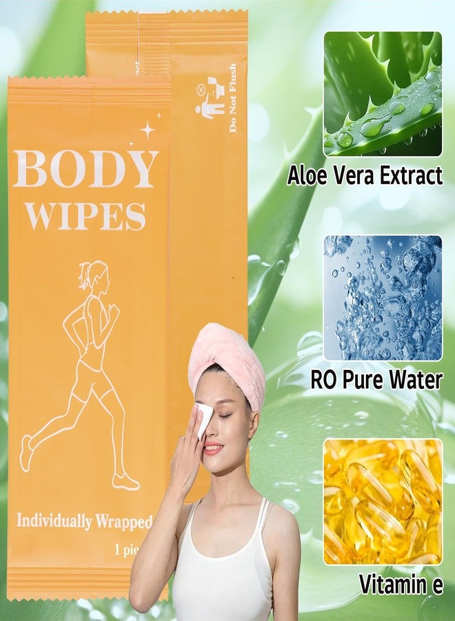 Bgtecho 200 Pack Body Wipes Individually Wrapped, Shower Wipes For Adults, No Rinse Bath Wipe Bulk, Cleansing Wipe Travel Size for Travel, Gym, Camping, Outdoors Sports (Orange) - Image 3