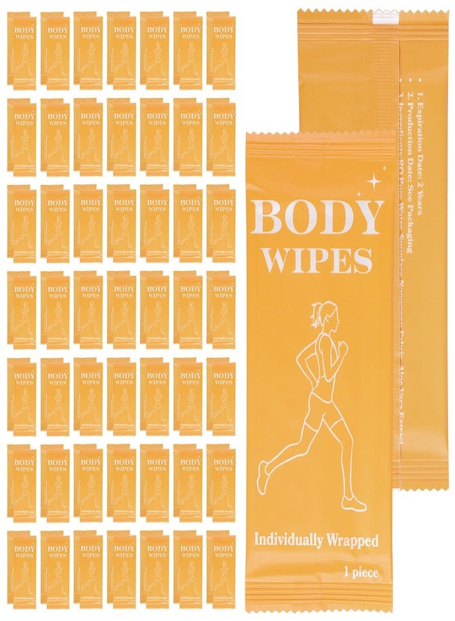 Bgtecho 200 Pack Body Wipes Individually Wrapped, Shower Wipes For Adults, No Rinse Bath Wipe Bulk, Cleansing Wipe Travel Size for Travel, Gym, Camping, Outdoors Sports (Orange) - Image 1