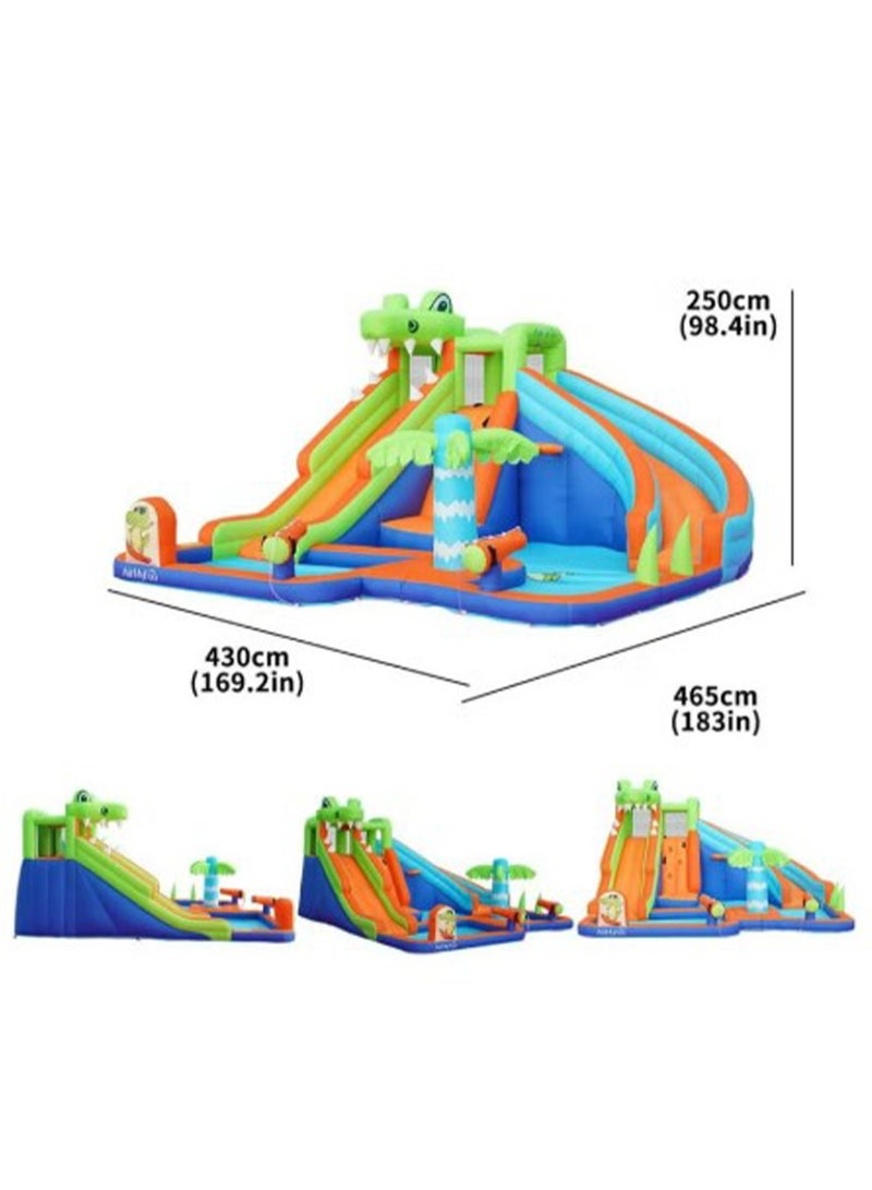 Inflatable Twin Water Slide for Kids Outdoor Double Splash Kids Water Slide Twin Slide (Crocodile)  - Image 3