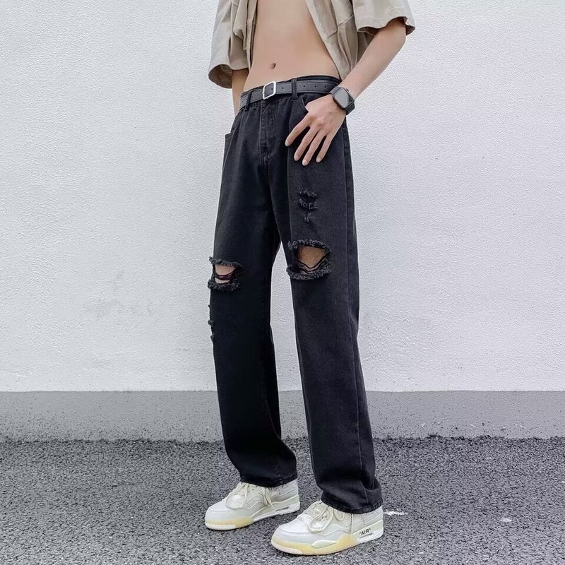 Unisex Classic Denim Jeans Loose Fit Daily Outdoor Wear - Image 1
