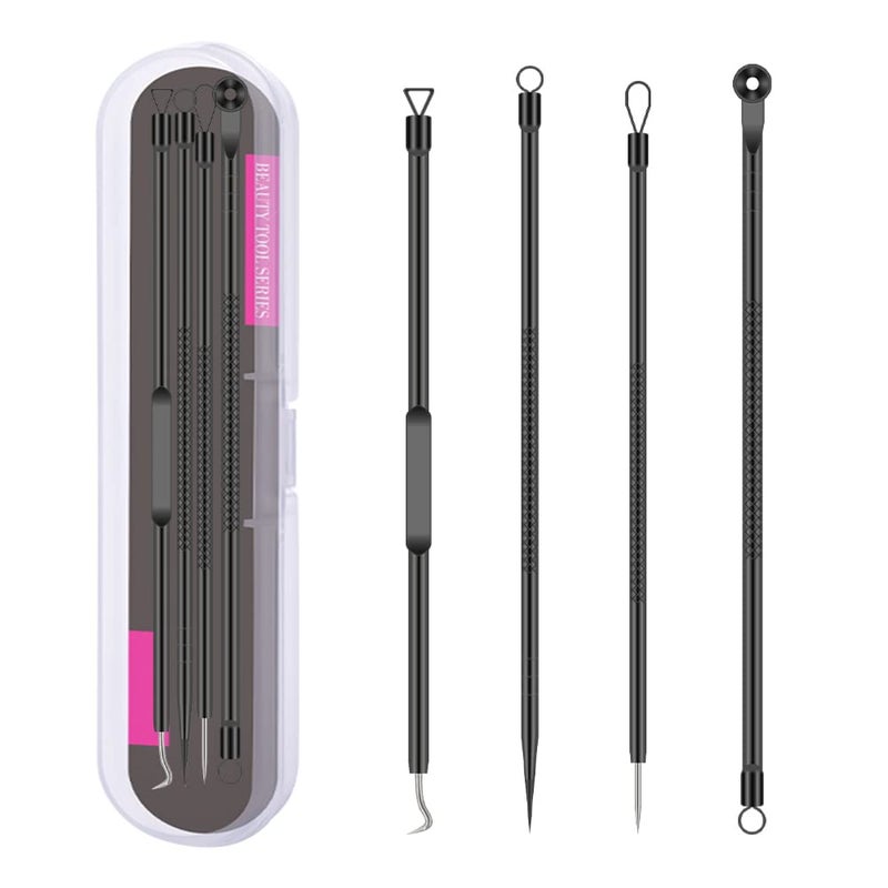 TULOBI Blackhead Remover Pimple Popper Tool Kit 4 Pcs Acne Comedone Zit Blackhead Extractor Tool for Nose Face,Stainless Steel Whitehead Popping Removal Tool Set - Image 1