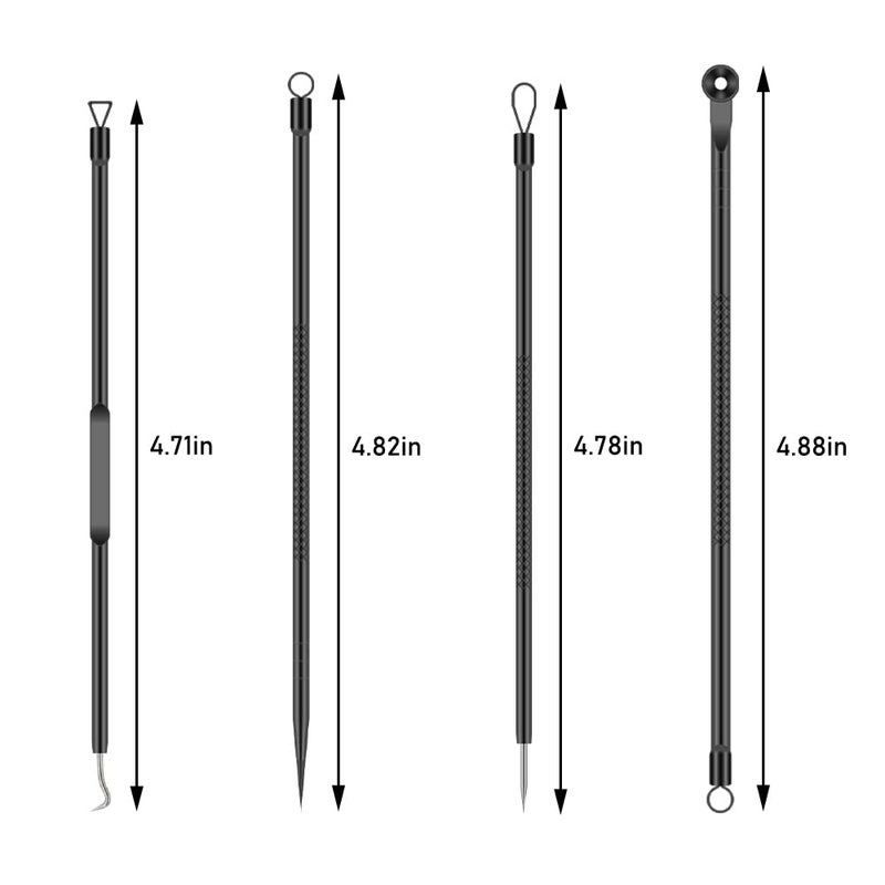 TULOBI Blackhead Remover Pimple Popper Tool Kit 4 Pcs Acne Comedone Zit Blackhead Extractor Tool for Nose Face,Stainless Steel Whitehead Popping Removal Tool Set - Image 2