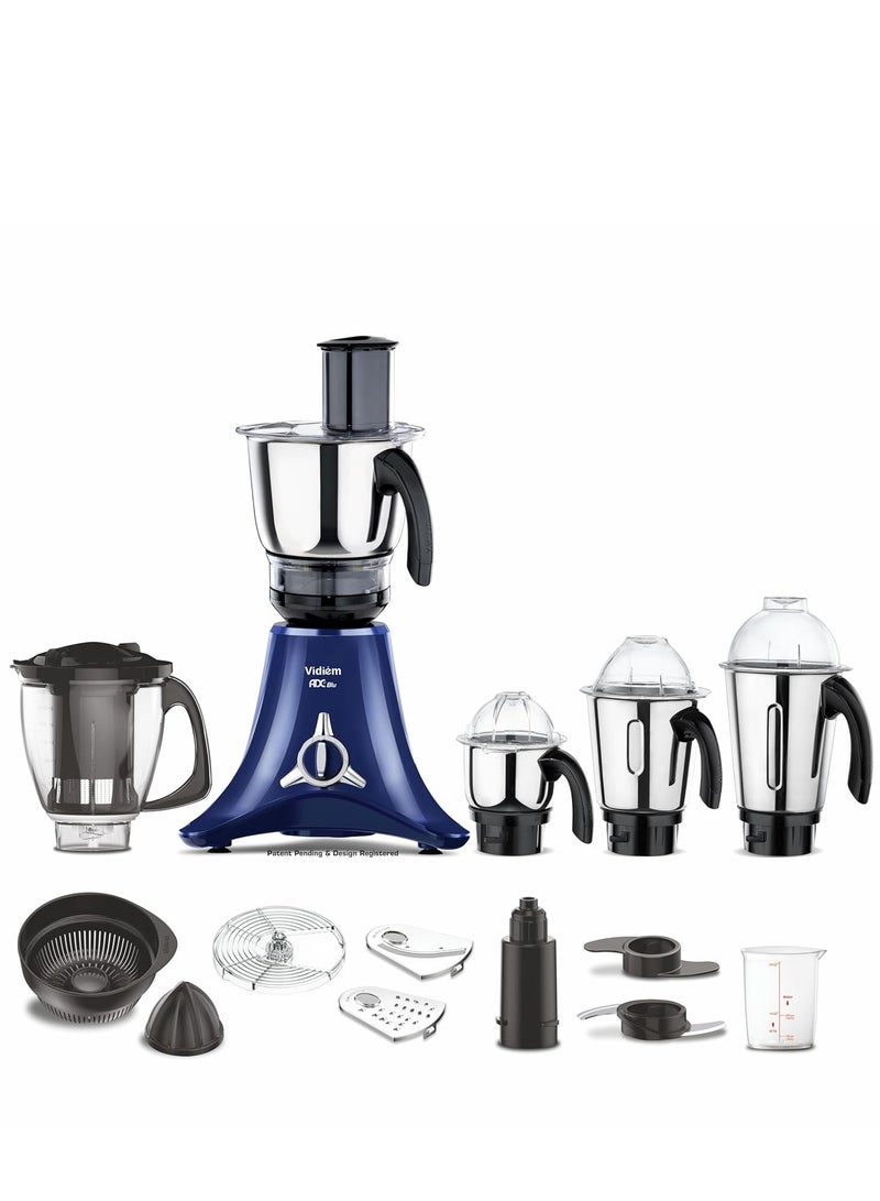 VIDIEM Vidiem Vstar ADC Blu mixer grinder 717 A, mixer grinder 750 watts with 5 Jar in-1 juicer mixer grinder, 5 leak proof jars with self-lock, for wet and dry spices, chutneys and curries, blue  - Image 1