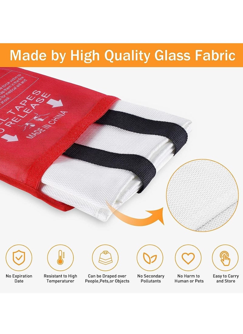 Excefore - Fire Blankets Emergency for Home, Prepared Emergency Fire Retardant Blanket for, Fireproof Blanket for Kitchen, Camping, Grill, Car, Office, Warehouse, School, Picnic, Fireplace(2PCS) - Image 1