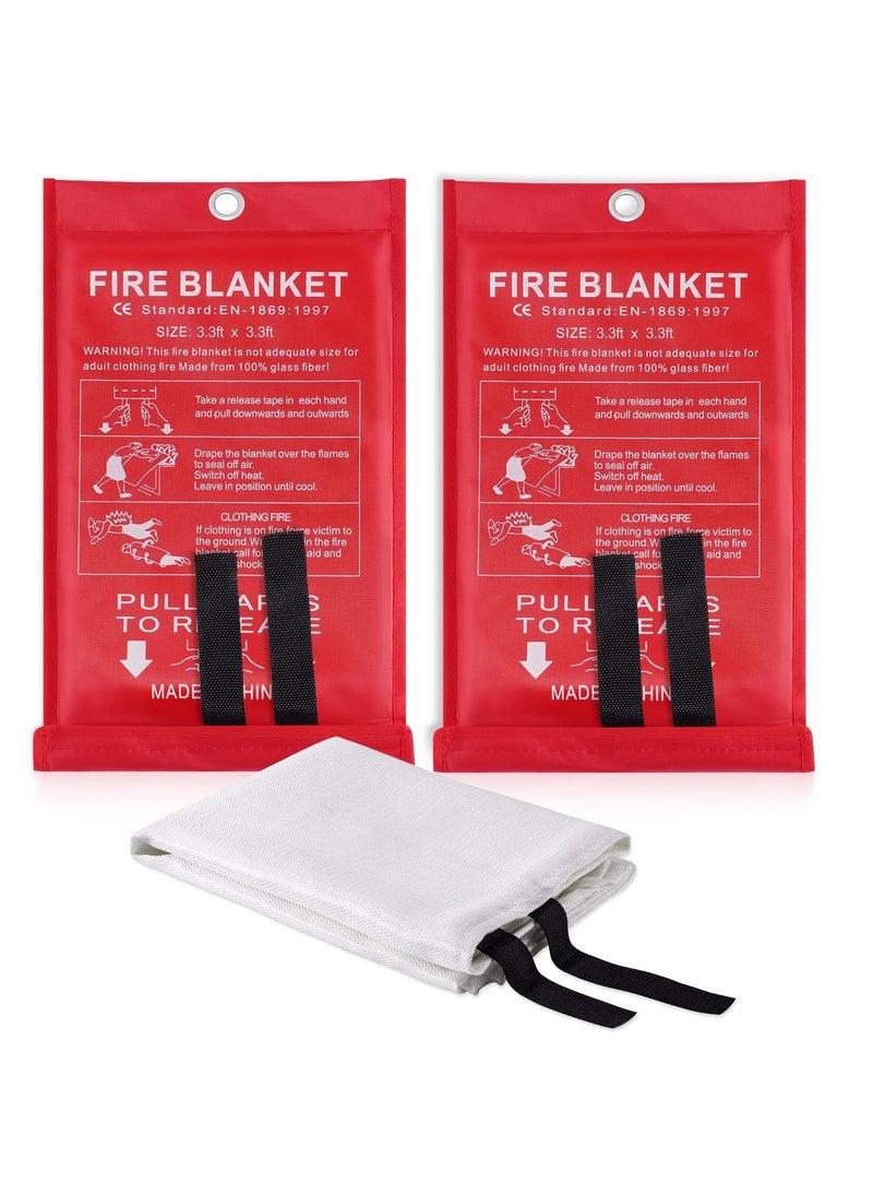 Excefore - Fire Blankets Emergency for Home, Prepared Emergency Fire Retardant Blanket for, Fireproof Blanket for Kitchen, Camping, Grill, Car, Office, Warehouse, School, Picnic, Fireplace(2PCS) - Image 1