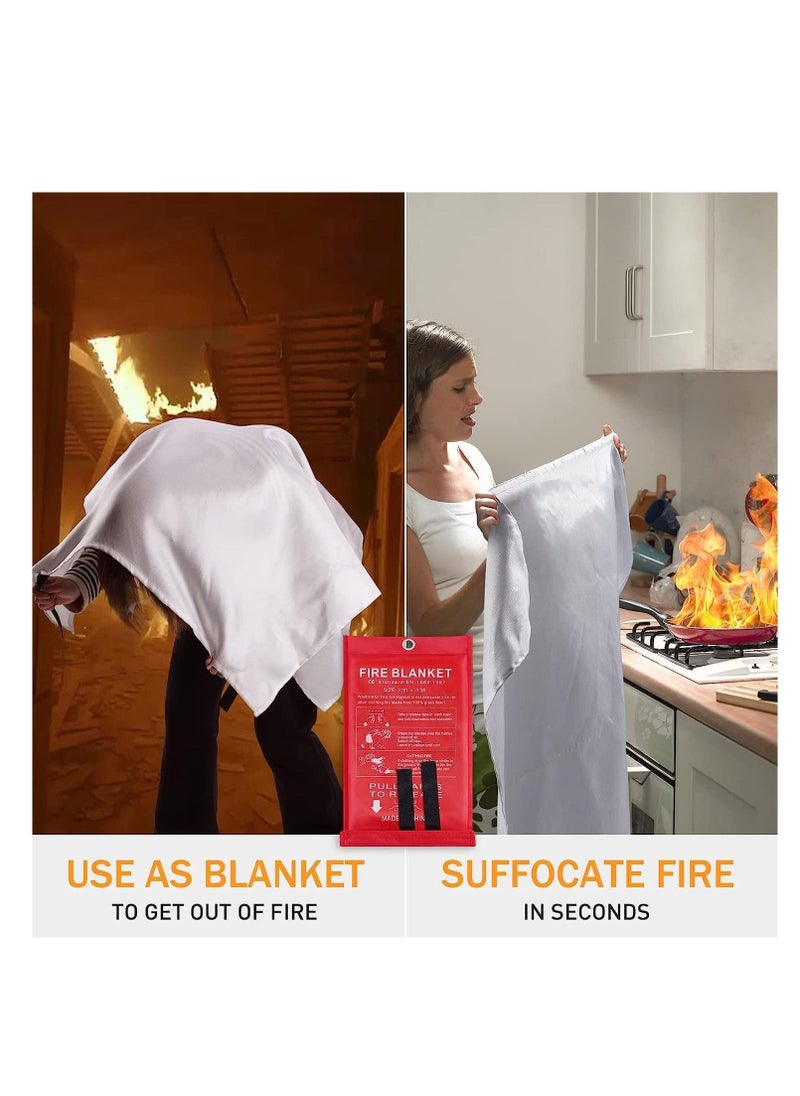 Excefore - Fire Blankets Emergency for Home, Prepared Emergency Fire Retardant Blanket for, Fireproof Blanket for Kitchen, Camping, Grill, Car, Office, Warehouse, School, Picnic, Fireplace(2PCS) - Image 1