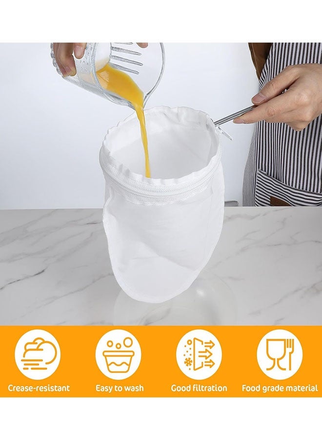 Ultra Fine Mesh Strainer Bags, 2 Pcs Reusable Mesh Filter Bags with 1 Pcs Stainless Steel Handle Frame for Filter NutMilk, Coffee, Milk, Butter, Juices and Fresh Cheese - Image 4