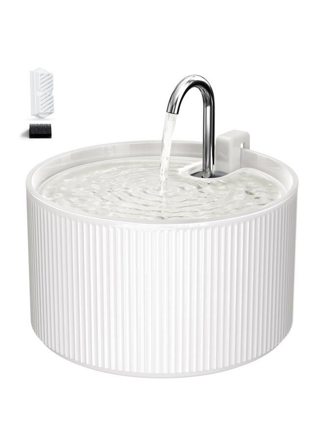 Voluas Ceramic Cat Water Fountain: 2.2L/74oz Cat Fountains for Drinking, Automatic Pet Water Dispenser with Ultra-Quiet Pump and Replacement Filter, Kitty Watering Supplies Indoor Easy Clean BPA-Free - Image 1