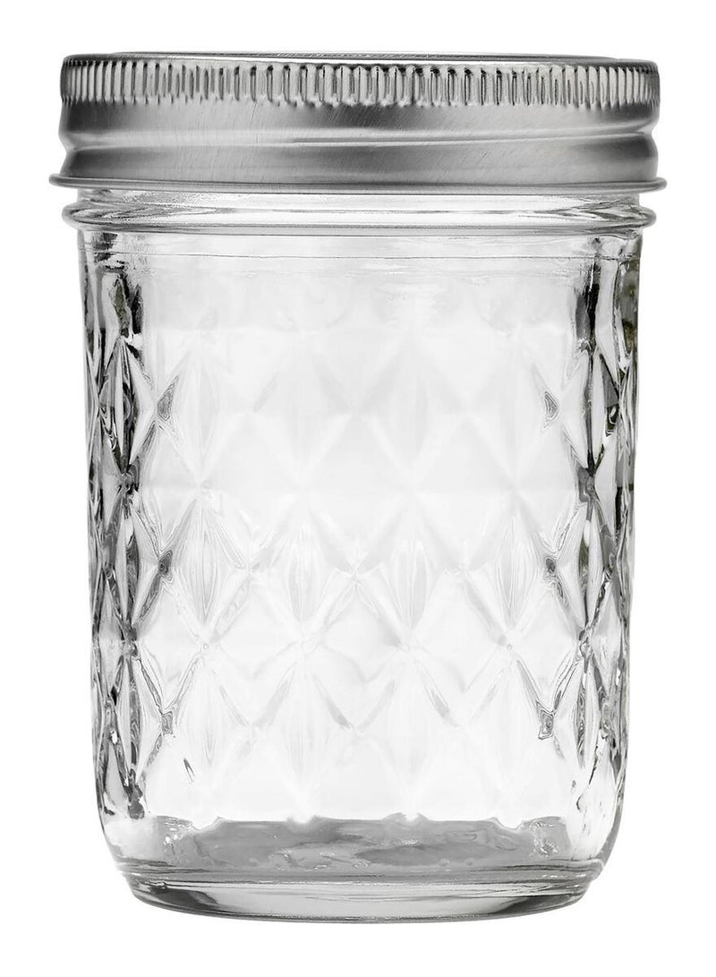 برطمانات جيلي باللونين الشفاف والفضي 12 قطعة سعة 8 أونصات