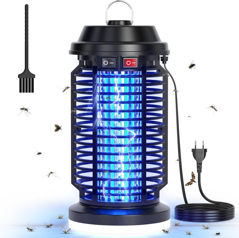 قاتل الحشرات الكهربائي 4200 فولت مصباح البعوض 15 واط مع ضوء فوق بنفسجي وإضاءة LED ومفتاحين منفصلين مقاوم للماء IPX4 مناسب للاستخدام الخارجي والداخلي