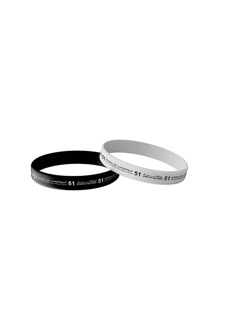 PRINTSHOP4ME Unisex Adult Silicone Wristband for  UAE National Day or Flag Day celebration  Mixed (Black and White) - Image 1