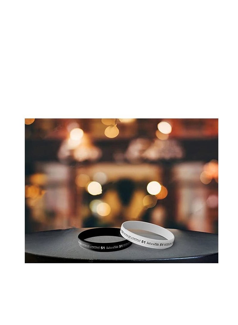 PRINTSHOP4ME Unisex Adult Silicone Wristband for  UAE National Day or Flag Day celebration  Mixed (Black and White) - Image 2