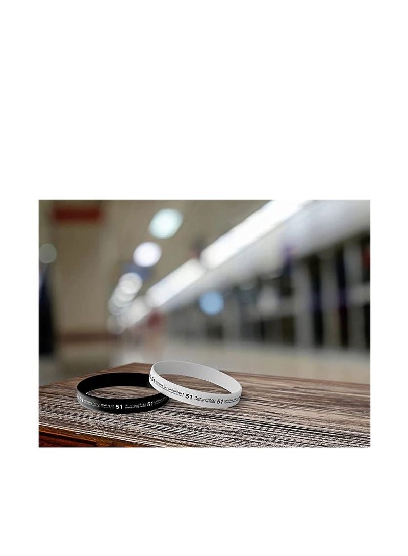 PRINTSHOP4ME Unisex Adult Silicone Wristband for  UAE National Day or Flag Day celebration  Mixed (Black and White) - Image 3