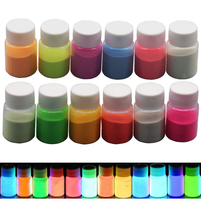 Glow in The Dark Pigment PowderResin Dye Luminous Powder for Epoxy ResinAcrylic PaintSlimeNailsHalloween Party Fine Art DIY CraftsNonToxicSkin Safe Long Lasting07ozBottle