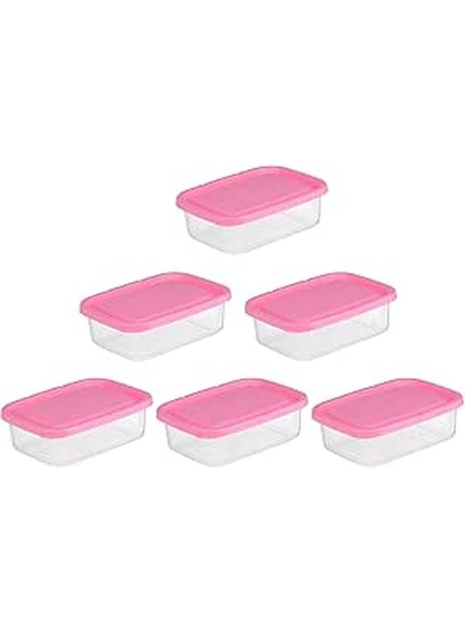 Pink 6Pcs 650ml Airtight Leakproof Food Storage Containers for Fridge Meal Prep - Image 1