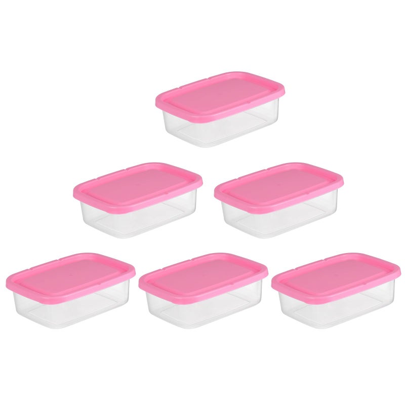 Pink 6Pcs 650ml Airtight Leakproof Food Storage Containers for Fridge Meal Prep - Image 2