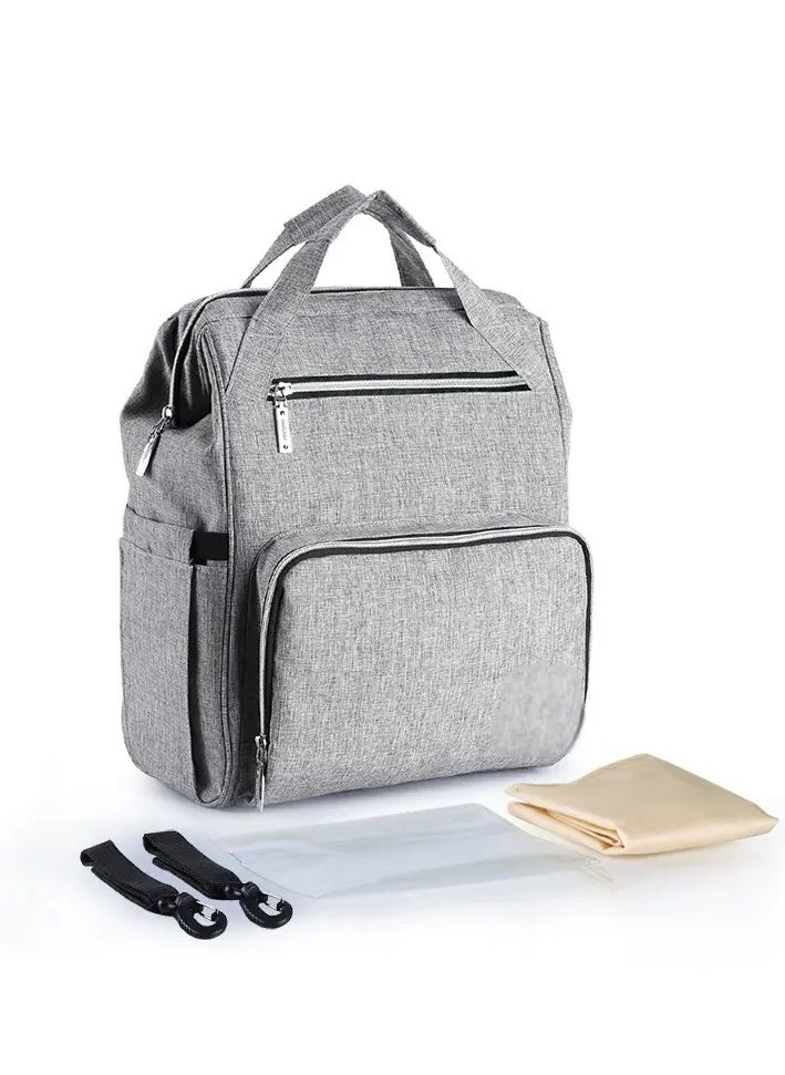 Generic Baby Diaper Bag Backpack - Large Capacity Baby Bag for Boys, Girls, Waterproof Multi Function Travel Diaper Backpack with Changing Pad, Durable Travel Essentials for Moms and Dads (Gray)  - Image 2