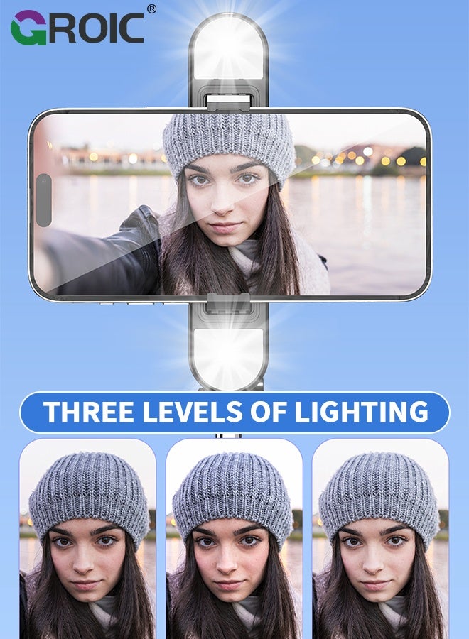 GROIC Selfie Stick Tripod with Bluetooth Wireless Remote, Dual Beauty Fill Light, Stretch 100cm, All-in-One Aluminum Phone Tripod Stand Compatible with iOS and Android Smartphone  - Image 5