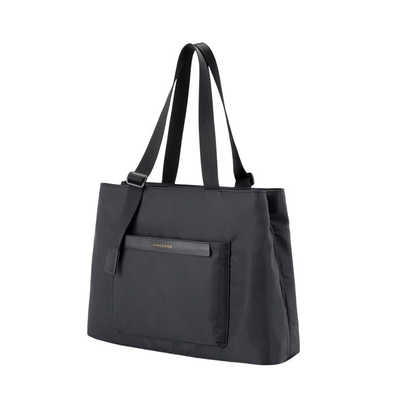 KINGSONS Tote Bag for Women, Large Nylon Tote handbags, waterproof Laptop Tote with 14" MacBook Pro Compartment, Multi-Pocket zipper tote bag for Travel, Beach, School, Work,Black (KS25001-Black-US-1) - Image 1