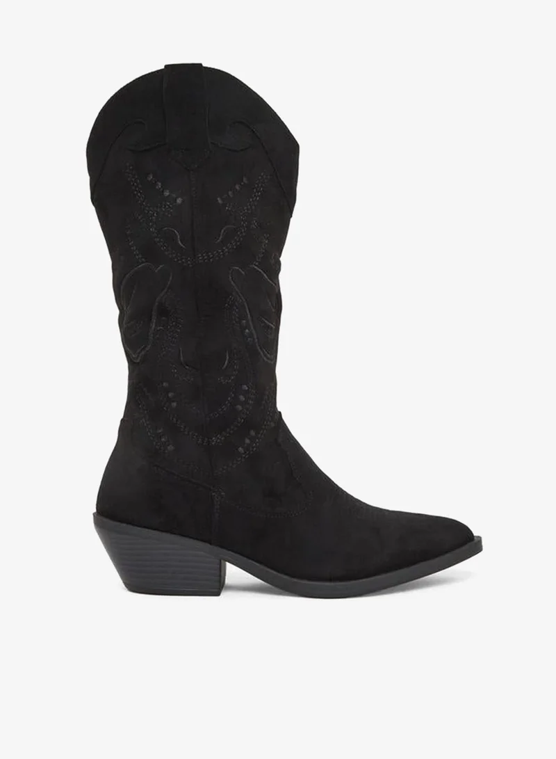 Styli Black Western Look Ankle Boots