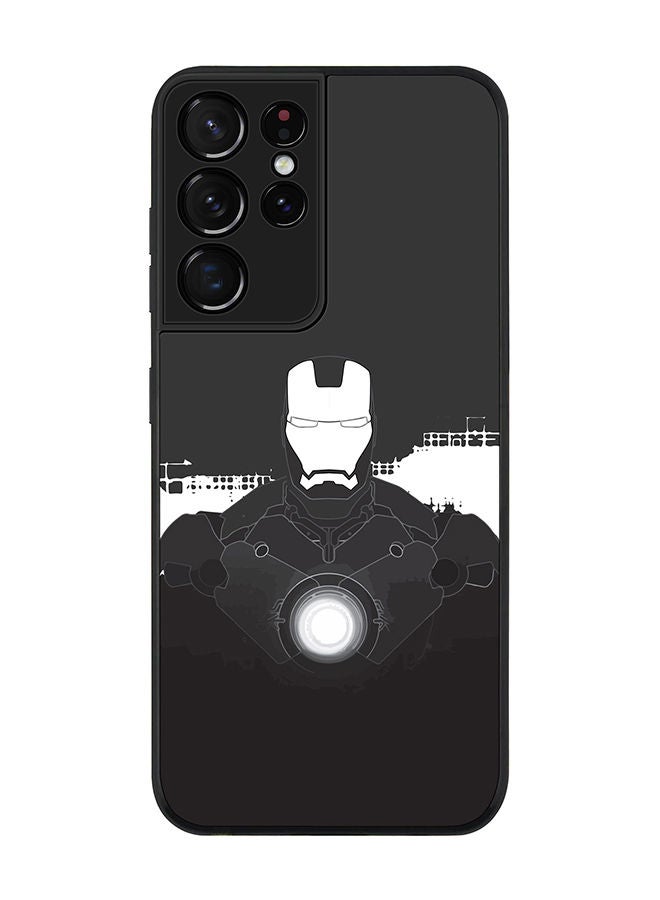 Stylizedd Rugged Black edge case for Samsung Galaxy S21 Ultra 5G Slim fit Soft Case Flexible Rubber Edges Anti Drop TPU Gel Thin Cover - Iron Man Beam - Image 1