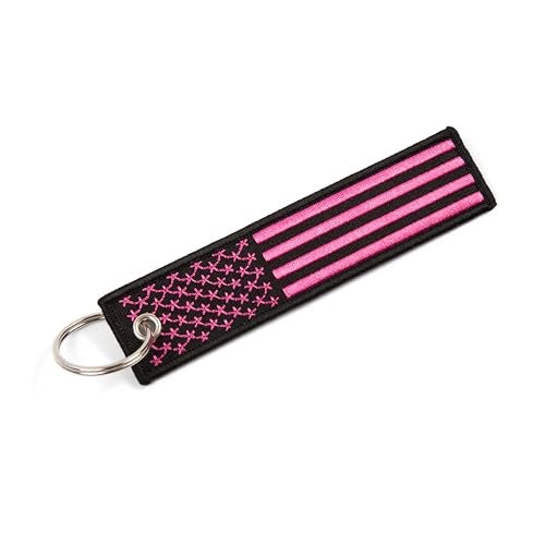 Great 1 American Flag Keychain Tag with Key Ring & Carabiner 2-Pack (Pink) - Image 2