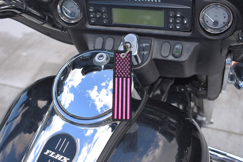 Great 1 American Flag Keychain Tag with Key Ring & Carabiner 2-Pack (Pink) - Image 3