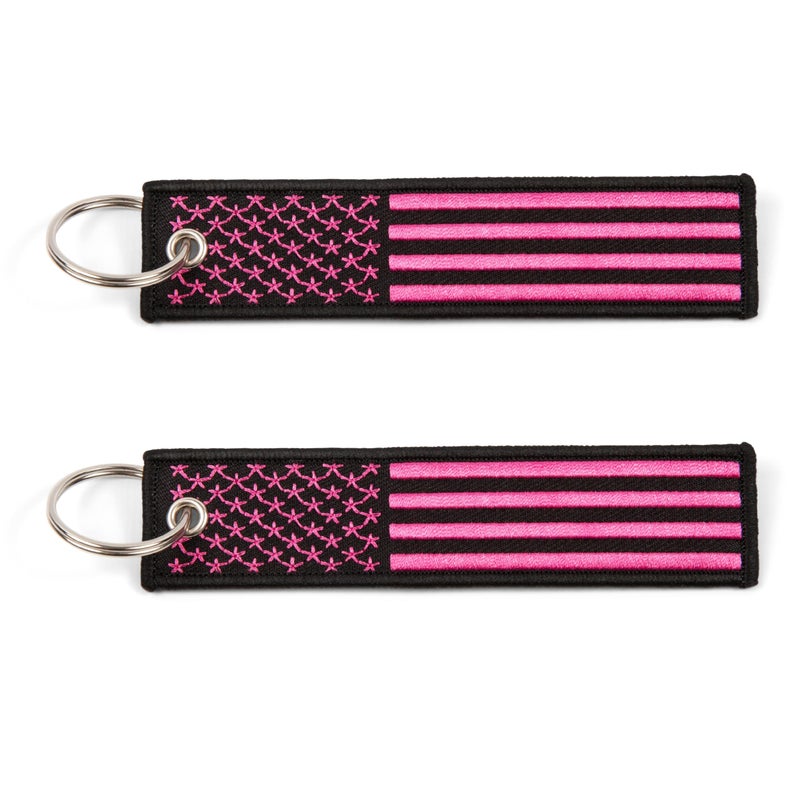 Great 1 American Flag Keychain Tag with Key Ring & Carabiner 2-Pack (Pink) - Image 5