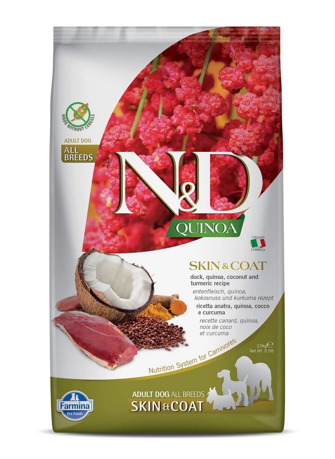 Farmina - Quinoa Skin And Coat Dry Dog Food, Grain-Free, Adult Breed, 2.5-Kg, Duck, Coconut And Turmeric - Image 1