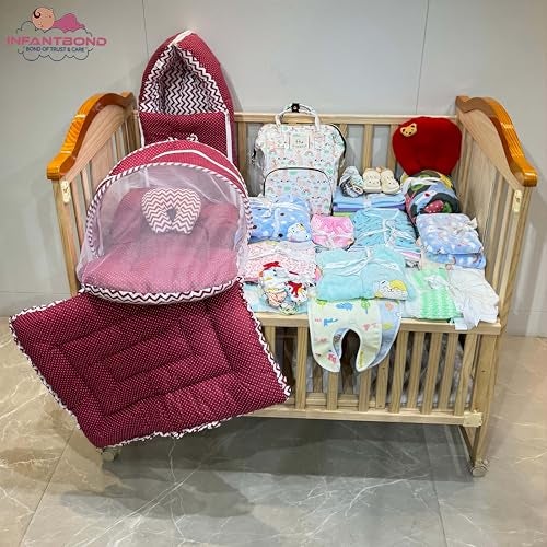 Infantbond New Born Baby Monsoon and SEMI Winter Season Hospital Essentials 79 in 1 (0-6 Months) Nursery Bag (RED Polka) - Image 3
