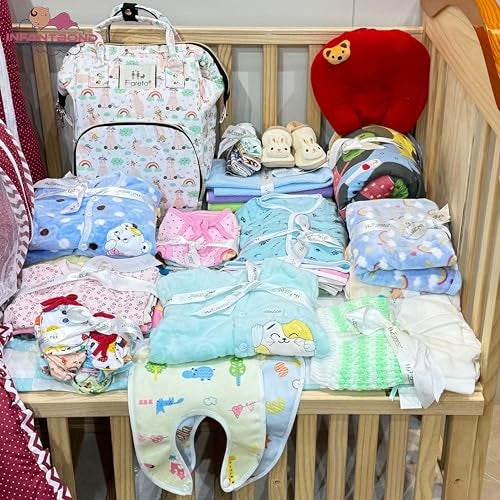 Infantbond New Born Baby Monsoon and SEMI Winter Season Hospital Essentials 79 in 1 (0-6 Months) Nursery Bag (RED Polka) - Image 4