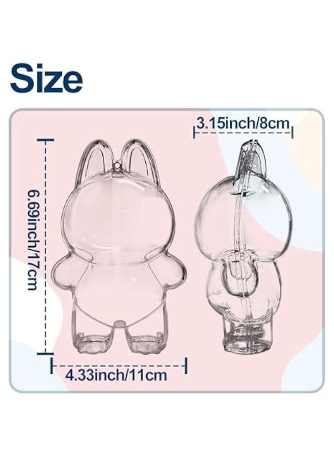 Arabest Protective Case for LABUBU, Plastic Clear Display Box with Key Chain for LABUBU Doll, Protective Cover for labubu Plush Toy, Transparent PVC Bag for Storage (No Doll, 17cm)  - Image 2