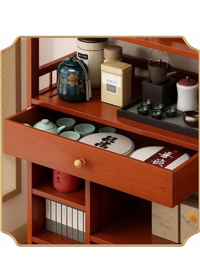 LINGWEI Multi Layer Storage Bookshelf Rack Stylish Living Room Home Storage & Display Cabinet Brown 52x110x30cm - Image 5