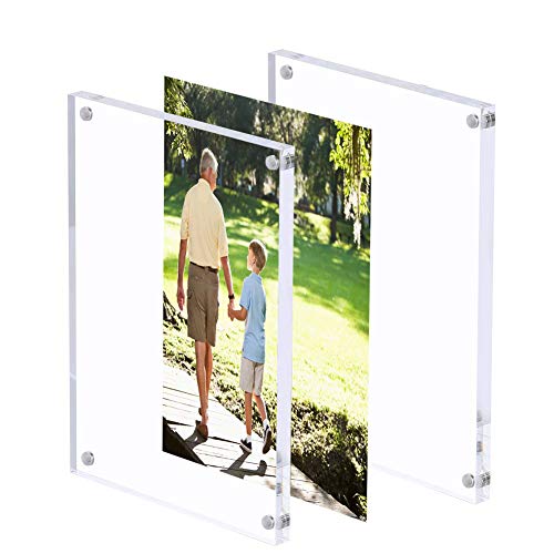JUOIFIP 3 Pack 8x10 Acrylic Photo Frame, Clear Double Sided Magnetic Picture Frame 10mm Desktop Display with Stand- Free Soft Microfiber - Image 4