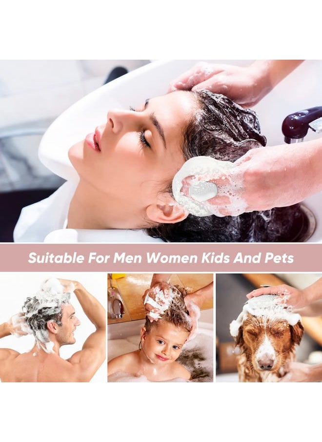 URTHEONE Scalp Massager Shampoo Brush, Hair Scalp Scrubber Head Massager with Soft Silicone Bristles for Women Men Kids Pets Shower and Hair Growth(Beige) Includes 5 Pcs Hair Ties  - Image 4