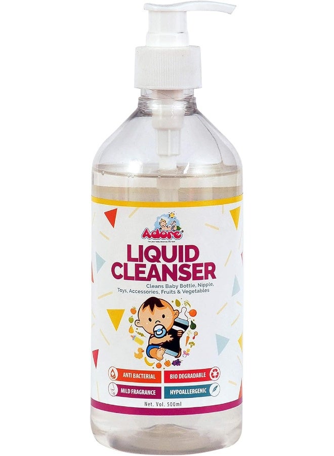 Adore Anti-Bacterial Liquid Cleanser of Baby Bottles, Nipple, Accessories, Toys, Fruits and Vegetables | Baby Bottle Cleaning Liquid (500 ml) - Image 1