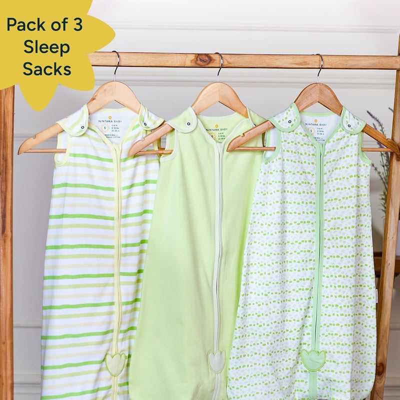 NINTARABABY 05 TOG Sleep Sack Premium Organic Cotton Lightweight Wearable Blanket for Newborns Infants Toddlers 024 Months Unisex Baby Sleeping Bag Gifts for Babies Pack of 3 - Image 3