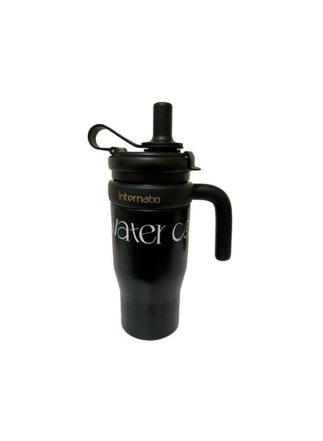 Large Coffee Mug with Straw and HandleTravel Mug for Car & Gym Hot and Cold Drinks BLACK - Image 3