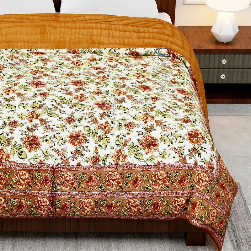 THROWS HOME DECOR بطانية سرير مزدوج من القطن العضوي 400 TC بتصميم جايبوري - Image 4