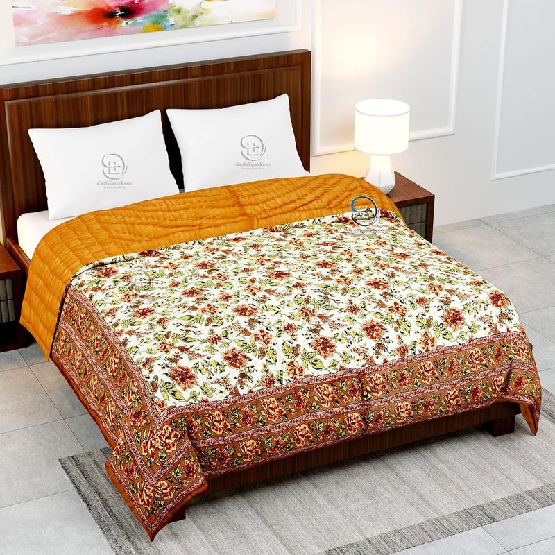 THROWS HOME DECOR بطانية سرير مزدوج من القطن العضوي 400 TC بتصميم جايبوري - Image 2