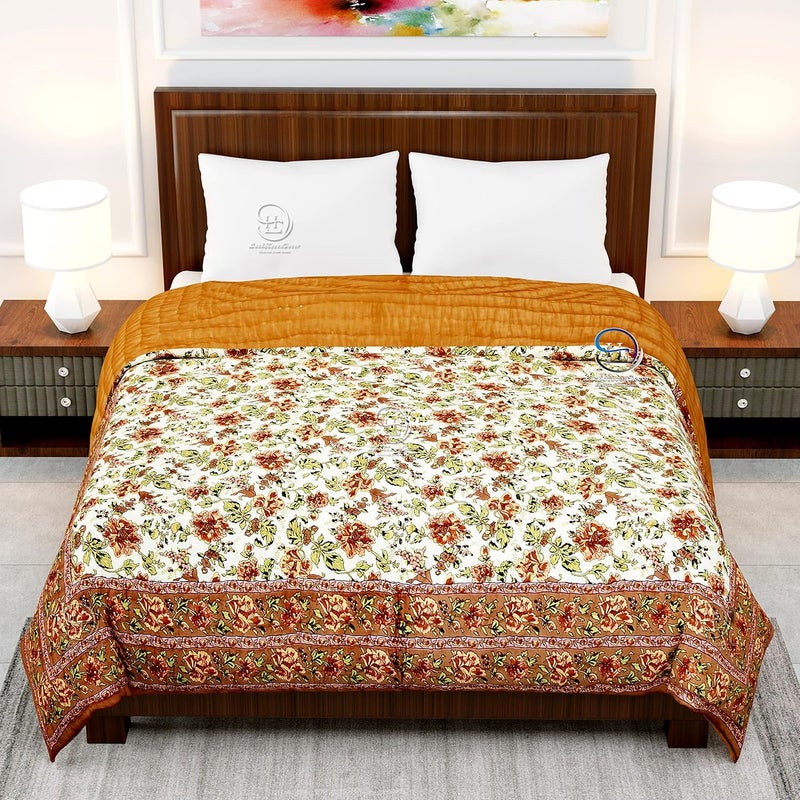 THROWS HOME DECOR بطانية سرير مزدوج من القطن العضوي 400 TC بتصميم جايبوري - Image 3