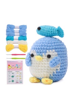 Arabest Weaving Penguin, Doll Material Pack, Hook Hook Music, Handmade, DIY Knitted Wool, Blue  - Image 1