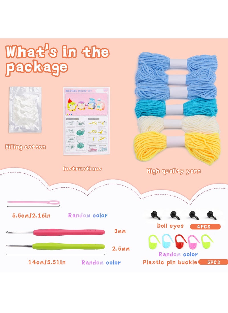 Arabest - Weaving Penguin, Doll Material Pack, Hook Hook Music, Handmade, DIY Knitted Wool, Blue - Image 1