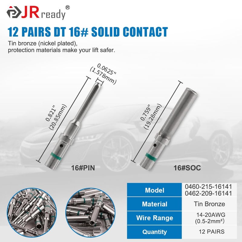 JRready Deutsch Connector 2 Pin Connector Kits with Size 16 Solid Contacts(14-20AWG), ST6328-2 DT Series Waterproof Connector 2 Pin 5 Sets and Deutsch Pin Removal Tool DRK-RT1B with Mounting Clips - Image 4