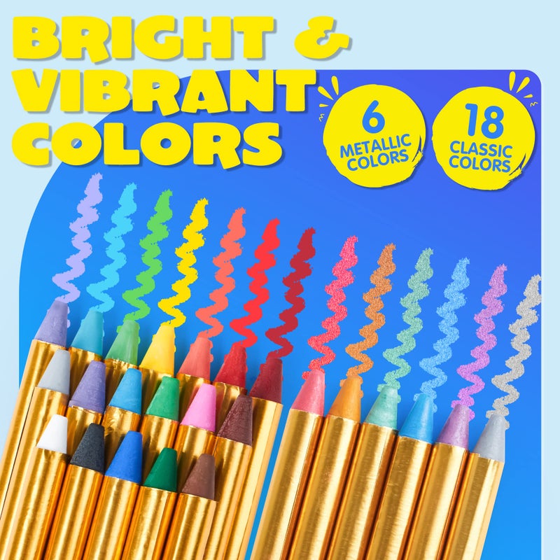JOYIN 24 Colors Face Paint Safe & Non-Toxic Face and Body Crayons (Large Size 3 inch) Ultimate Party Pack Including 6 Metallic Colors for Birthday Toy Makeup Party Suppiles, Gifts for Kids Girls Boys - Image 3