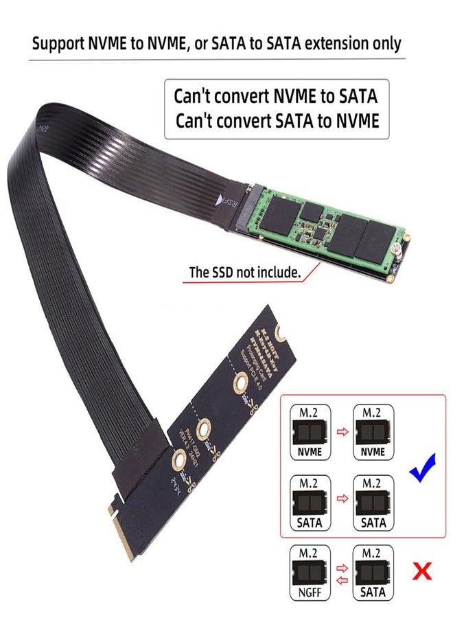 NFHK NGFF M-Key NVME Male to Female Extension PCI Express Cable 30cm Right Angled Type 90 Degree PCI-E 4.0 for Mainboard SSD 2230/2242/2260/2280 - Image 2