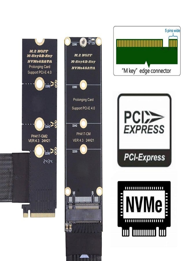 NFHK NGFF M-Key NVME Male to Female Extension PCI Express Cable 30cm Right Angled Type 90 Degree PCI-E 4.0 for Mainboard SSD 2230/2242/2260/2280 - Image 3